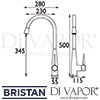 Bristan Champagne Easyfit Sink Mixer Tap Dimensions